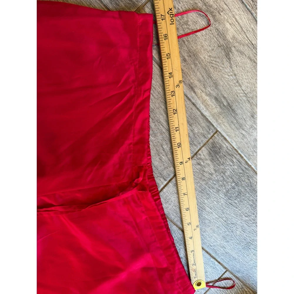 Natori Pajama Set 2‎ pc Large Red Satin Shirt Button Down Long Sleeve Pants ReAd